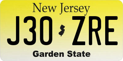 NJ license plate J30ZRE