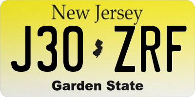 NJ license plate J30ZRF