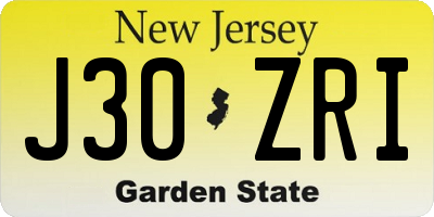 NJ license plate J30ZRI