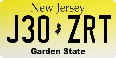 NJ license plate J30ZRT