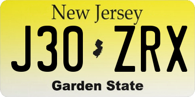 NJ license plate J30ZRX