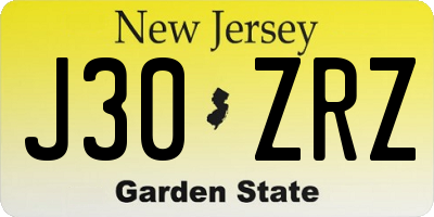 NJ license plate J30ZRZ
