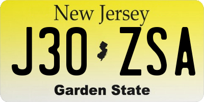 NJ license plate J30ZSA