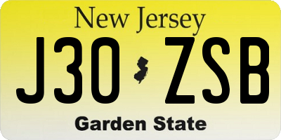 NJ license plate J30ZSB