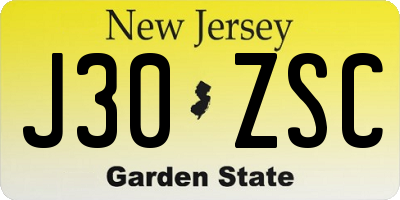 NJ license plate J30ZSC