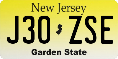 NJ license plate J30ZSE