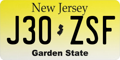 NJ license plate J30ZSF