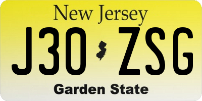 NJ license plate J30ZSG