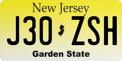 NJ license plate J30ZSH