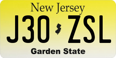 NJ license plate J30ZSL