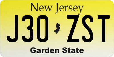 NJ license plate J30ZST