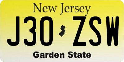 NJ license plate J30ZSW