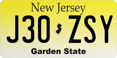 NJ license plate J30ZSY