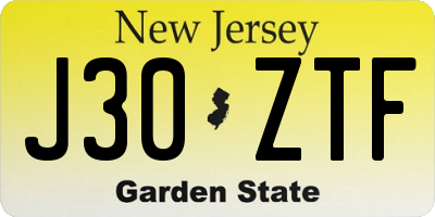 NJ license plate J30ZTF