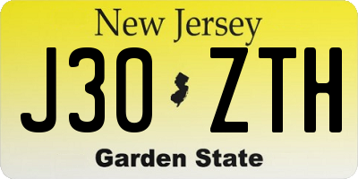 NJ license plate J30ZTH