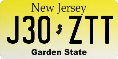 NJ license plate J30ZTT