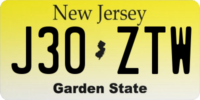 NJ license plate J30ZTW