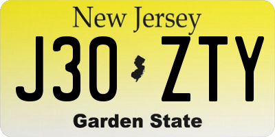 NJ license plate J30ZTY