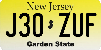 NJ license plate J30ZUF
