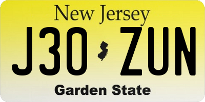 NJ license plate J30ZUN
