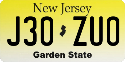 NJ license plate J30ZUO