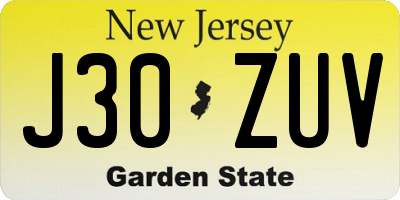 NJ license plate J30ZUV