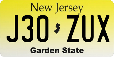 NJ license plate J30ZUX