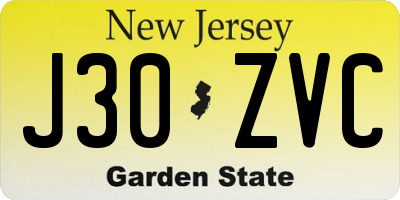 NJ license plate J30ZVC
