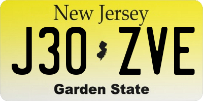 NJ license plate J30ZVE