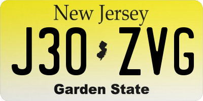 NJ license plate J30ZVG