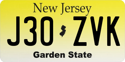 NJ license plate J30ZVK