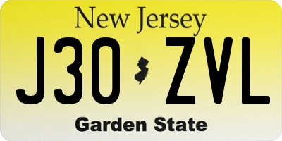 NJ license plate J30ZVL