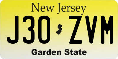NJ license plate J30ZVM
