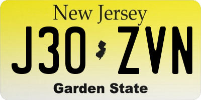 NJ license plate J30ZVN