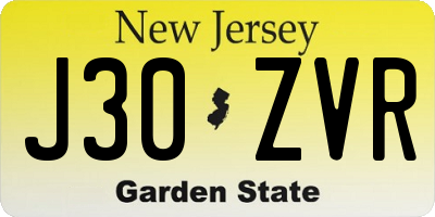 NJ license plate J30ZVR
