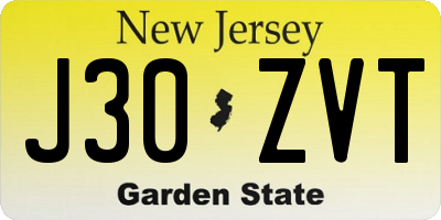 NJ license plate J30ZVT