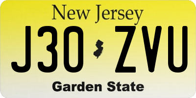 NJ license plate J30ZVU