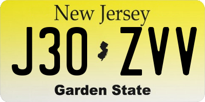 NJ license plate J30ZVV