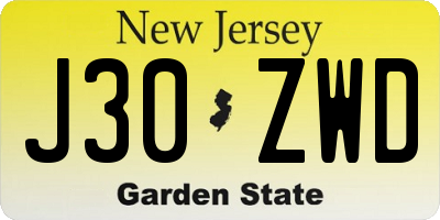 NJ license plate J30ZWD