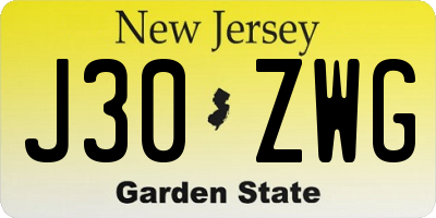 NJ license plate J30ZWG