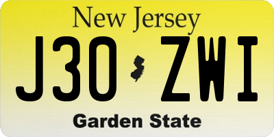 NJ license plate J30ZWI