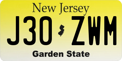NJ license plate J30ZWM