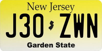 NJ license plate J30ZWN