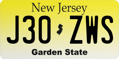 NJ license plate J30ZWS