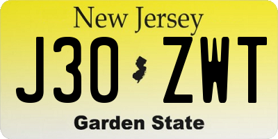NJ license plate J30ZWT