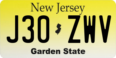 NJ license plate J30ZWV