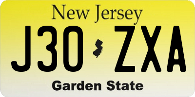 NJ license plate J30ZXA