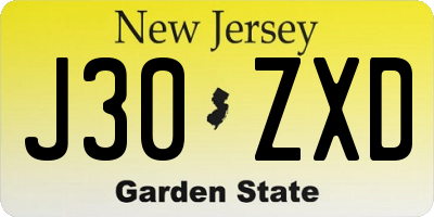NJ license plate J30ZXD
