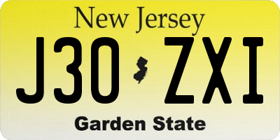 NJ license plate J30ZXI