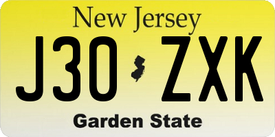 NJ license plate J30ZXK